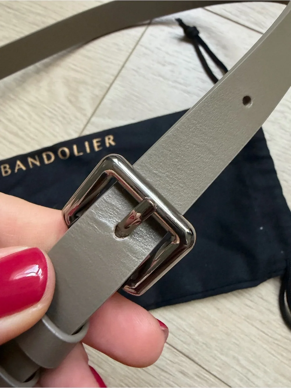 BANDOLIER Hailey Phone Case Strap Warm Gray Antique Silver hardware iPhone 17